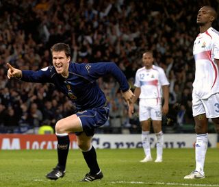 Gary Caldwell celebrates his winner against France at Hampden Park in 2006