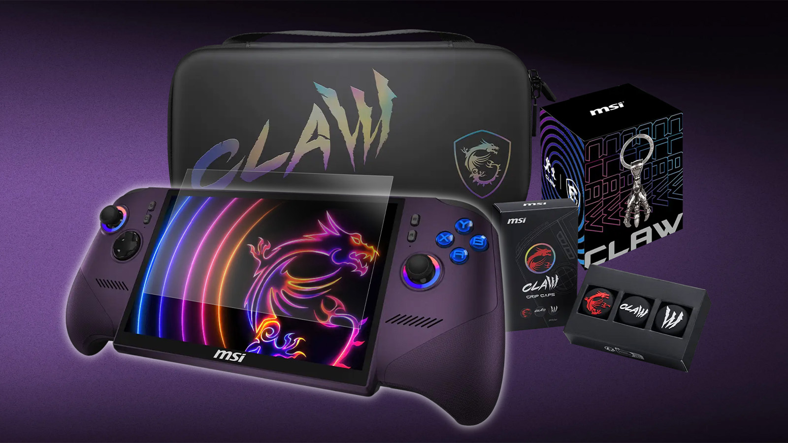 A purple gaming PC handheld