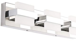 trendy overhead bathroom vanity lighting in silver and white