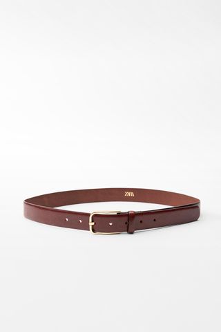 Leather Belt With Square Buckle