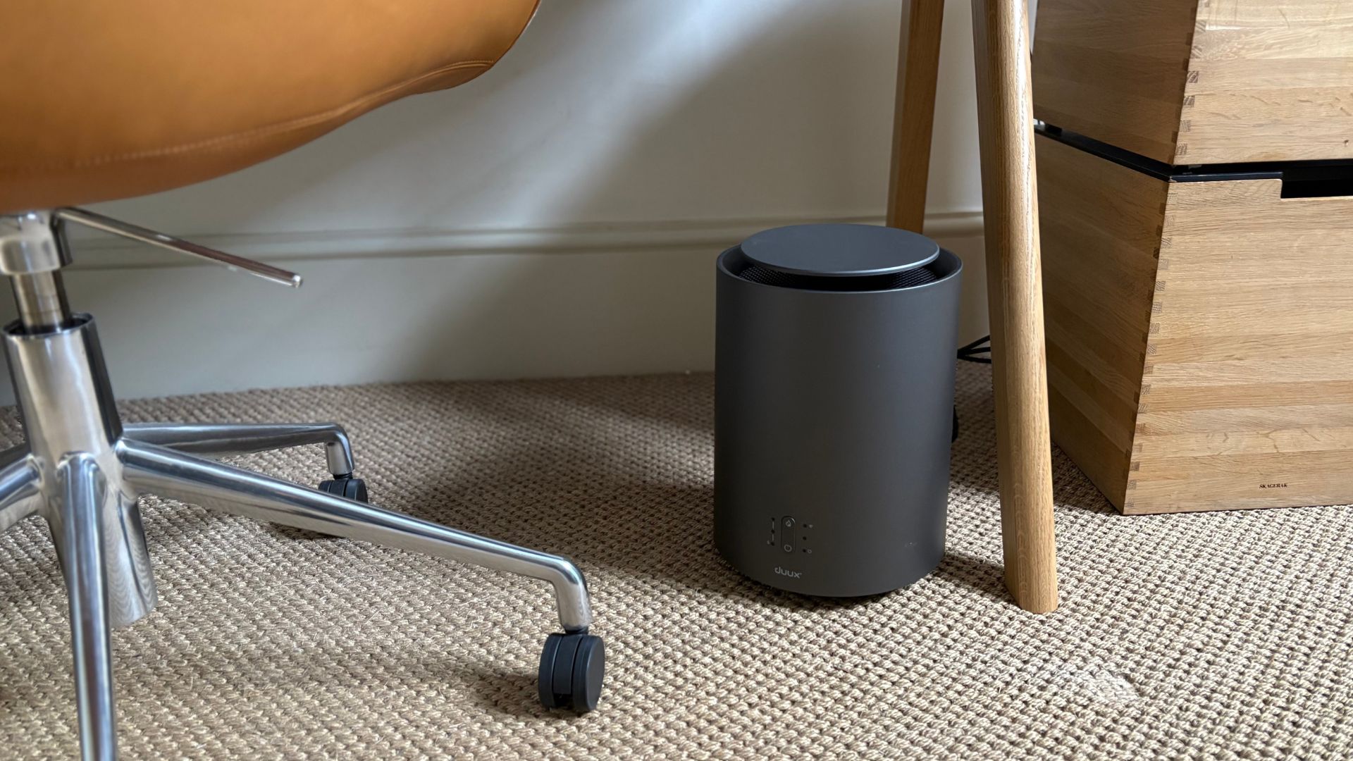 Duux ThreeSixty Smart Ceramic Fan Heater in an office