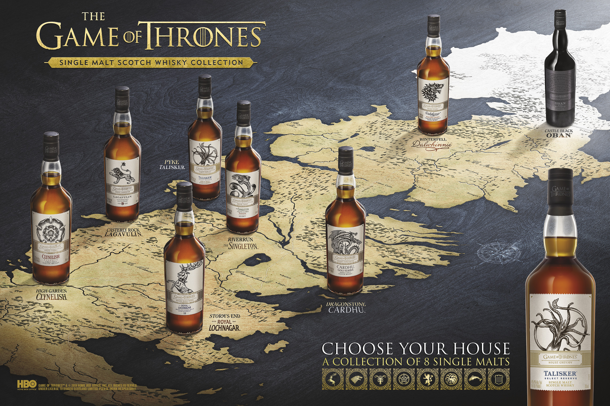 Game of Thrones Single Malt Scotch Whisky Collection_Westeros Map Vertical