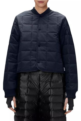 Rains Drenched Quilted Ripstop Crop Bomber Jacket