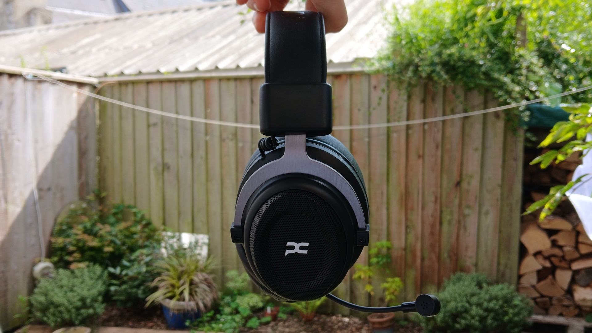 A PowerColor gaming headset outside and on its packaging.