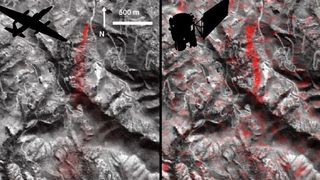 These images of the Aliso Canyon, California methane leak, taken 11 days apart in January 2016, are the first time the methane plume from a single facility has been observed from space. Photos were taken by instruments on (left) a NASA ER-2 aircraft at 4.1 miles (6.6 kilometers) altitude, and (right) NASA’s Earth Observing-1 satellite in low-Earth orbit. Future instruments will provide more precise measurements.