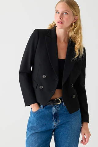 Slim-fit double-breasted blazer in four-season stretch