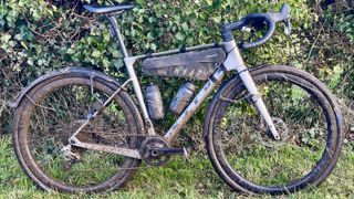 Topeak Tetrafender gravel mudguard fitted to a muddy bike
