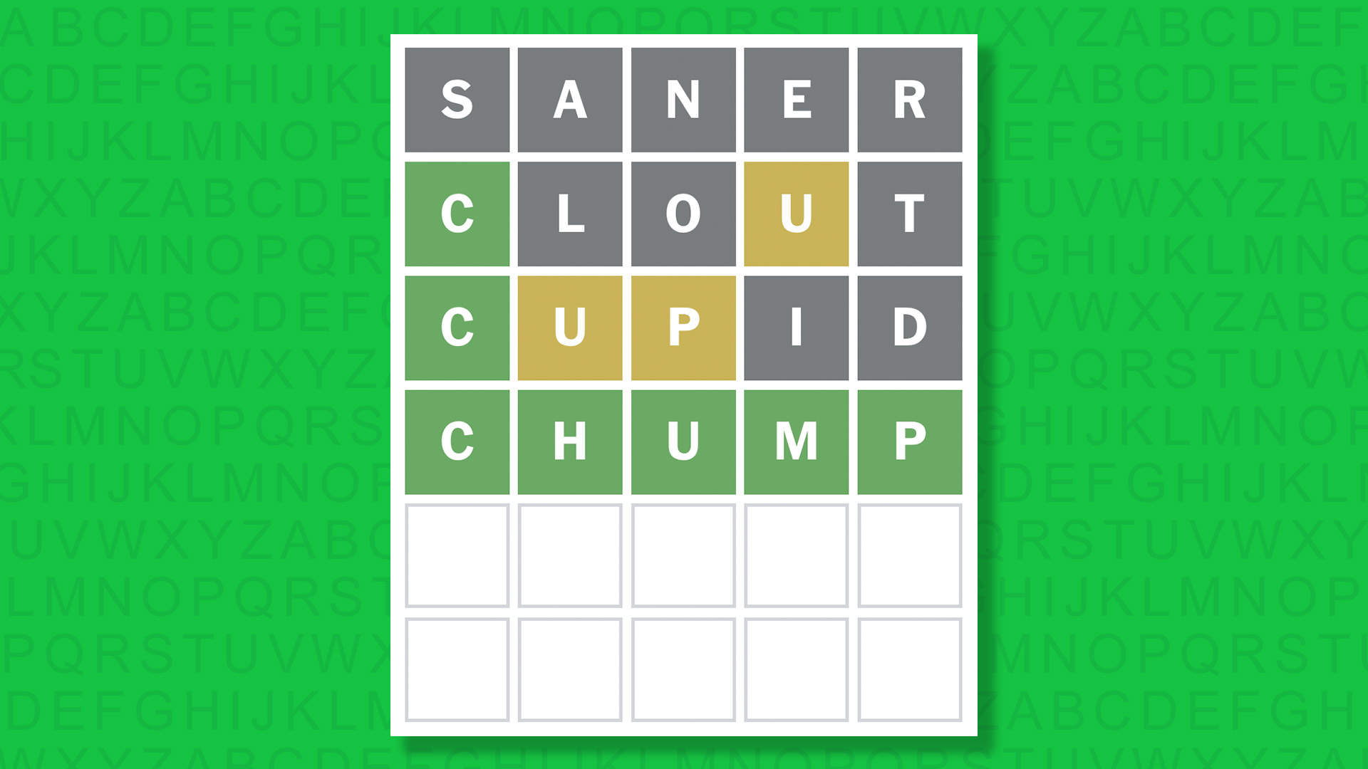 NYT Wordle answer for game 1744 on a green background