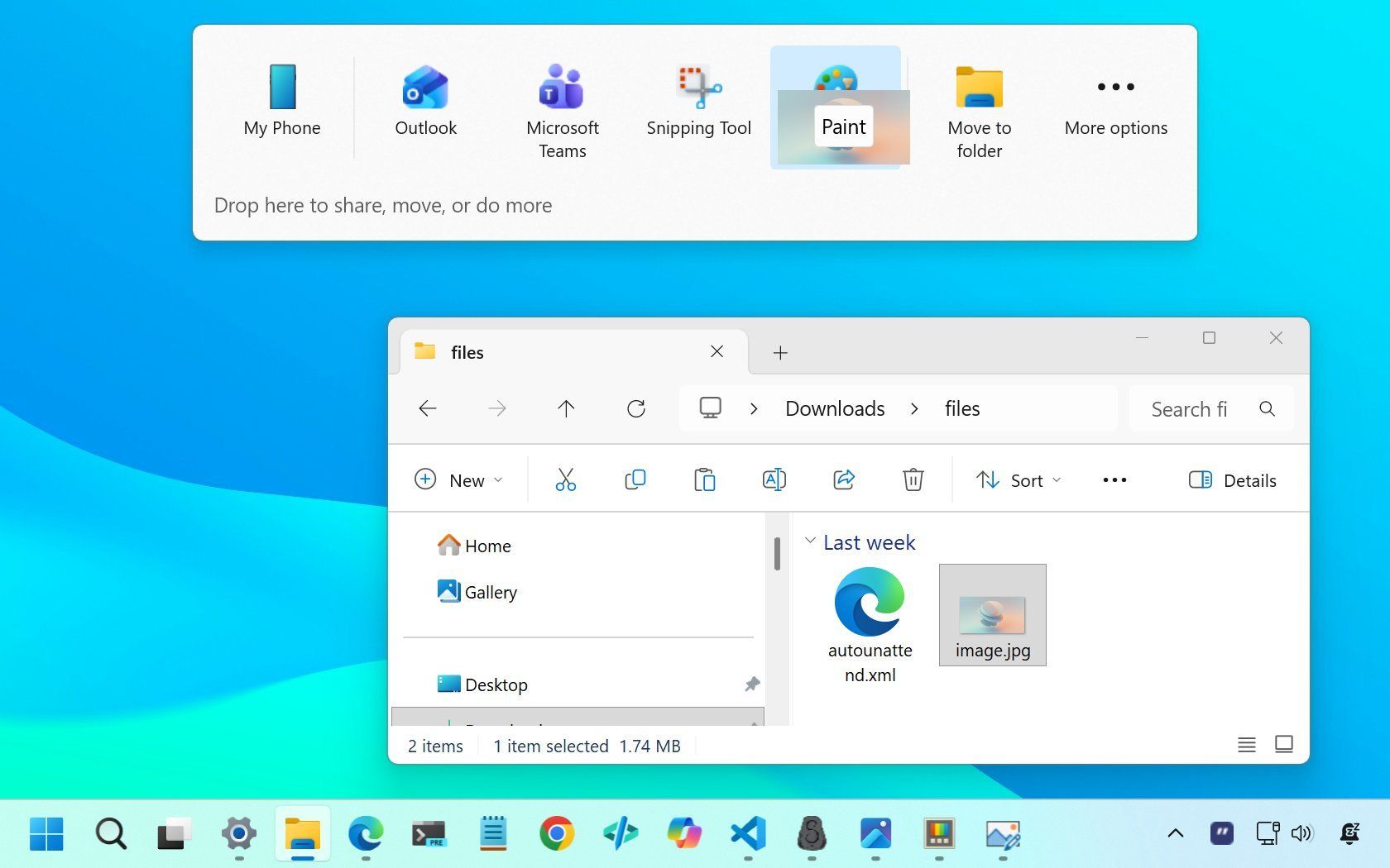 Windows 11 Drag Tray