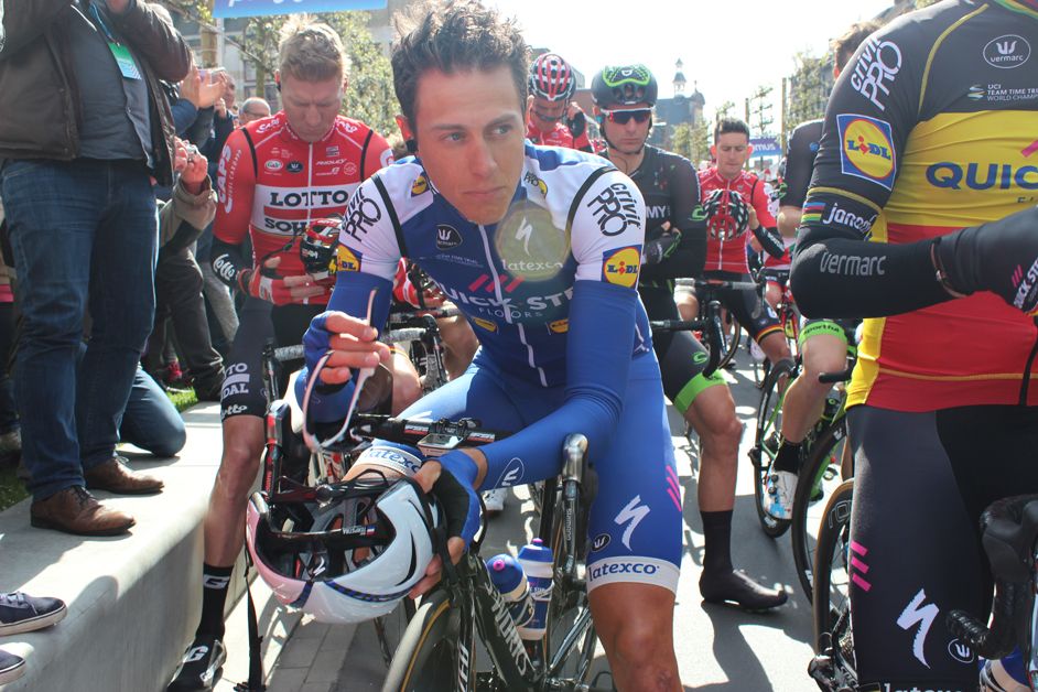 Niki Terpstra paying his respects to the victims of last year's terror attack