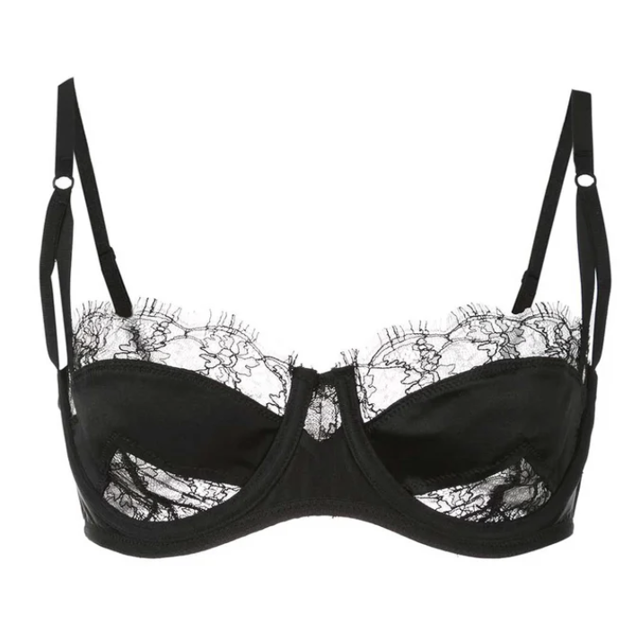 Kiki de Montparnasse, Lace Inset Balconette Bra in Black