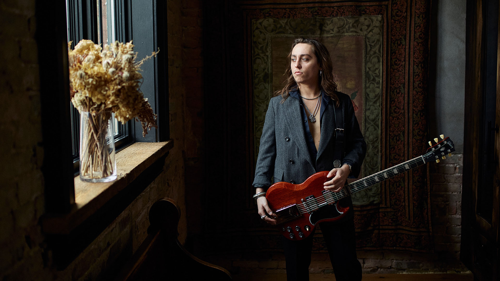 The Gibson Jake Kiszka SG Standard is inspired by the Greta Van Fleet's original '61 Les Paul SG, aka the Beloved.
