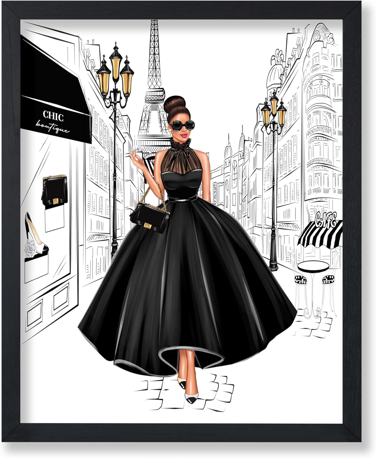Poster Master Lady in Black Print - Fashion Poster - Paris Designer Art - Modern Wall Design - Chic Gift for Women &amp;amp; Fashionista - Glam Decor for Bedroom or Girl's Room - 8x10 Unframed Wall Art