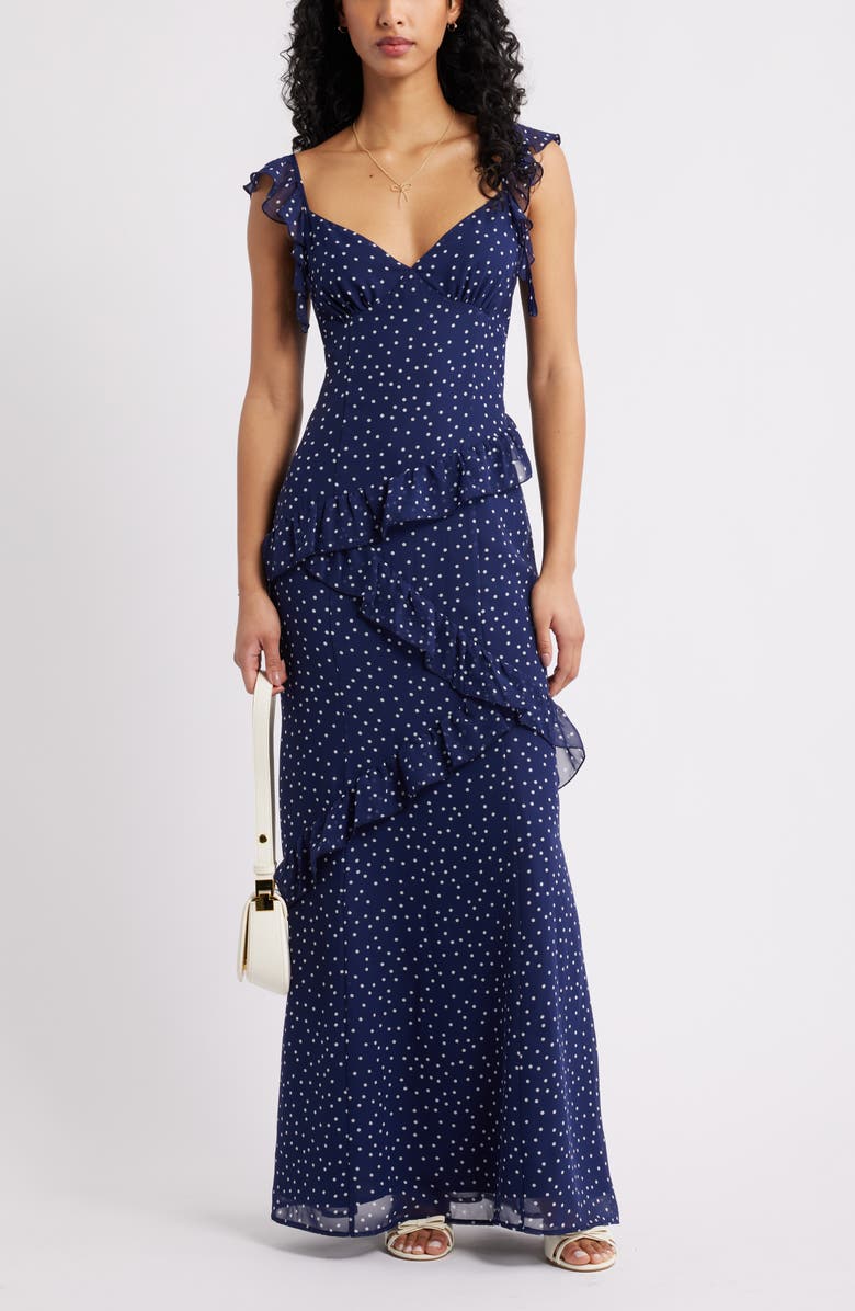 Asymmetric Ruffle Tiered Maxi Dress