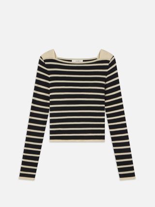 Striped Boatneck Sweater -- Black Multi