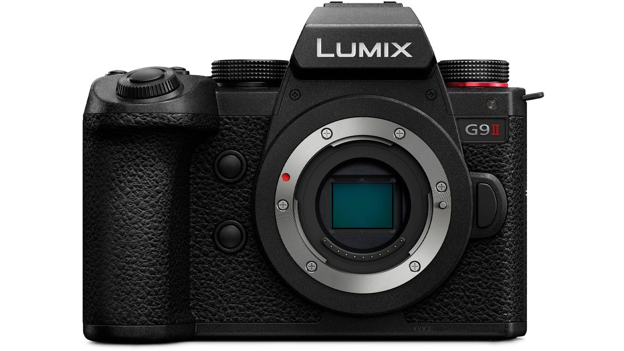 Panasonic Lumix G9 II on a white background