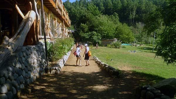 Rebecca Rusch and Renata Bucher at the thermal spa after stage one.