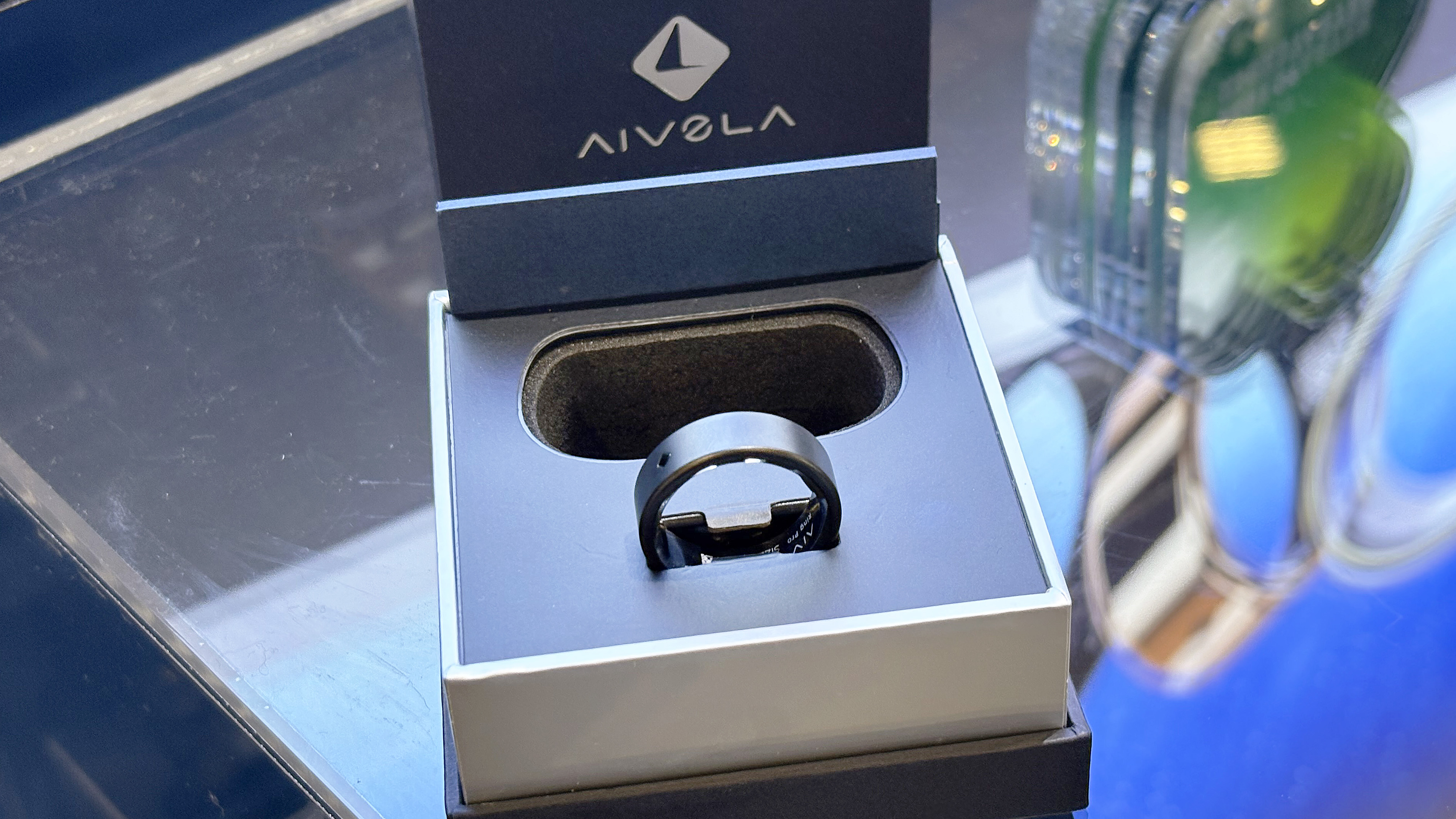 Close-up of the Aivela Ring Pro with health tracking and support for custom gesture controls at CES 2026