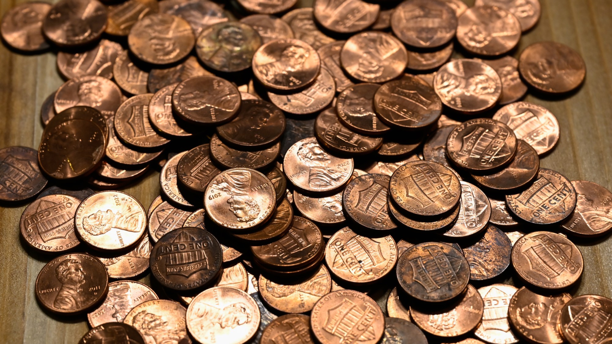 A group of pennies are seen in a file photo.