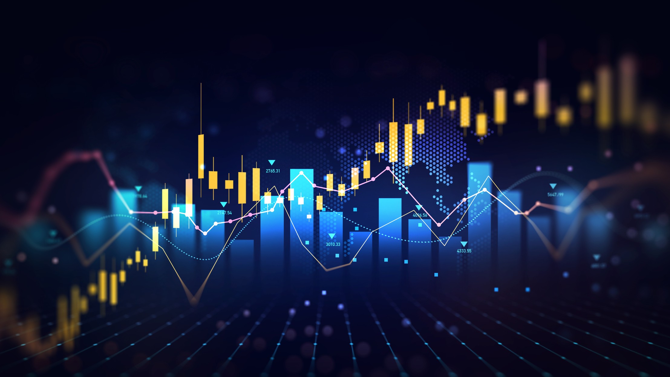 Graph showing stock market profit and investment indicators.