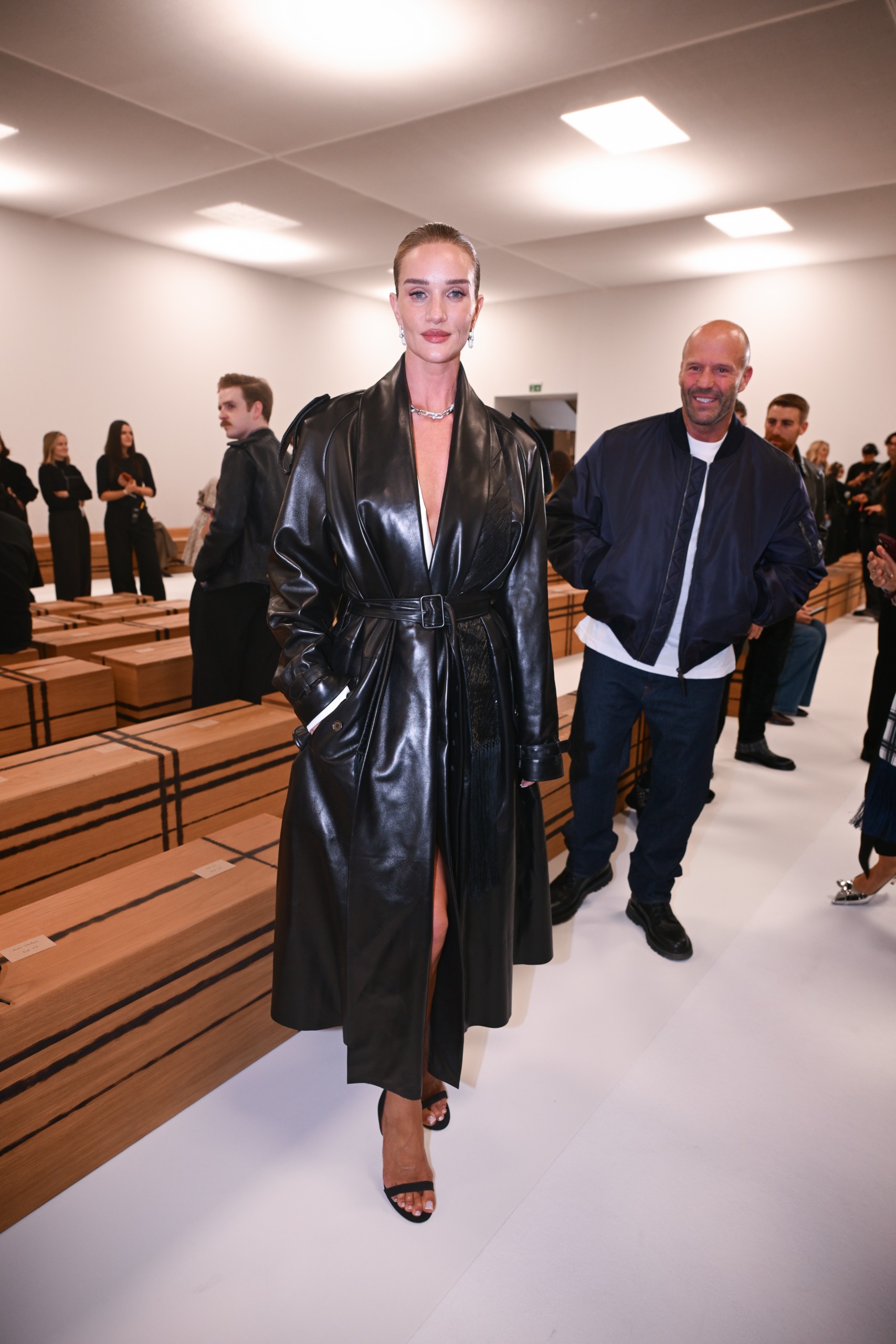 Rosie Huntington-Whiteley's leather look at Burberry's London Fashion Week show