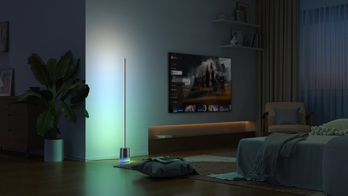 Govee Floor Lamp 3 beside a TV