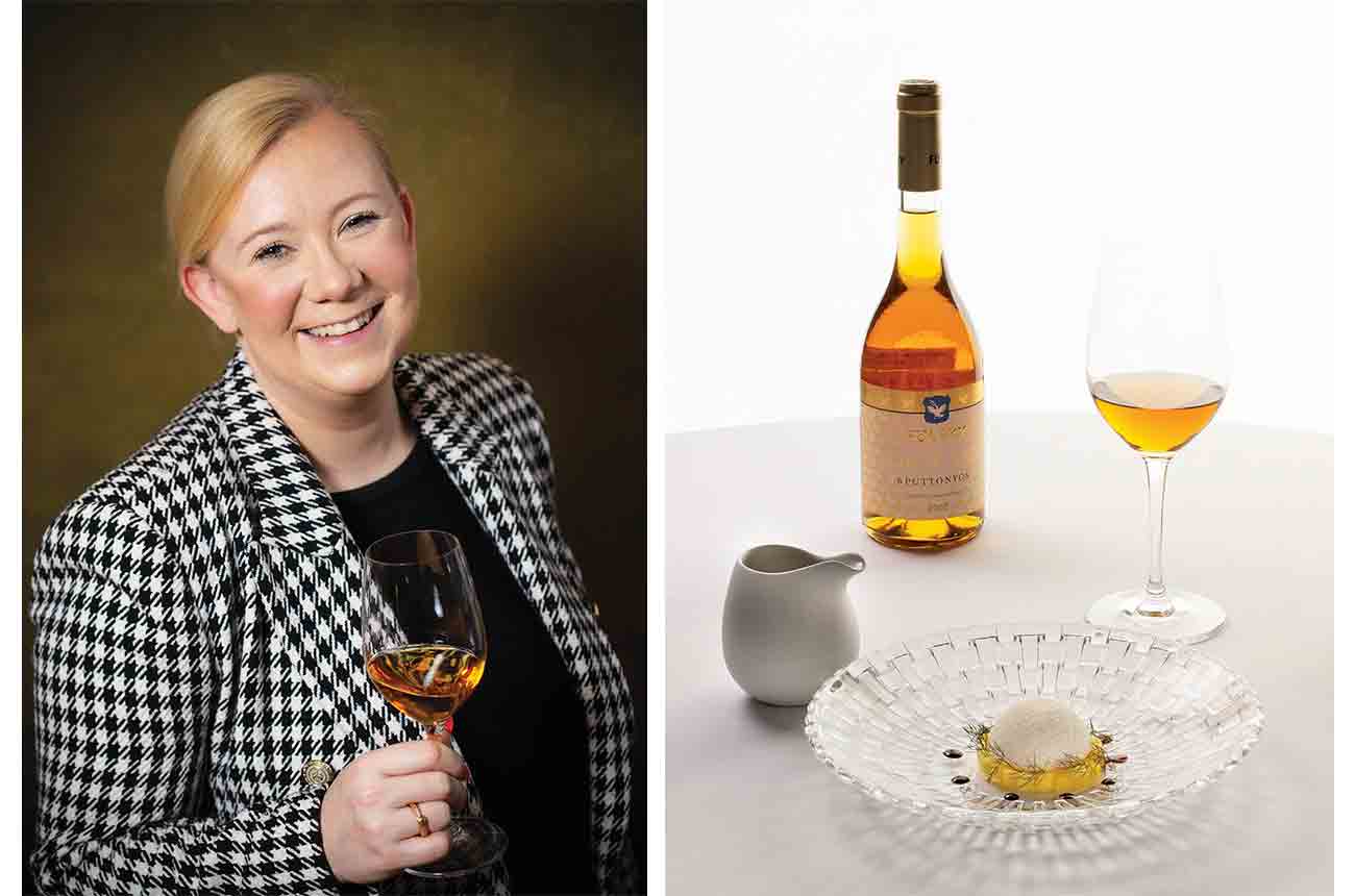 Sommelier, The Olive Tree Restaurant, Aisling Bury matches F&amp;uuml;leky, Asz&amp;uacute; 6 Puttonyos 2007 with Pineapple cooked over coal, tonka bean parfait, fennel and &amp;lsquo;extra-old&amp;rsquo; balsamic vinegar