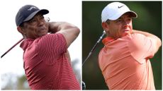 Tiger Woods and Rory McIlroy take shots