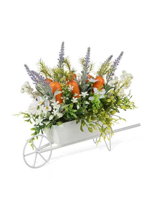 12.5" Easter Carrot Metal Wagon Centerpiece
