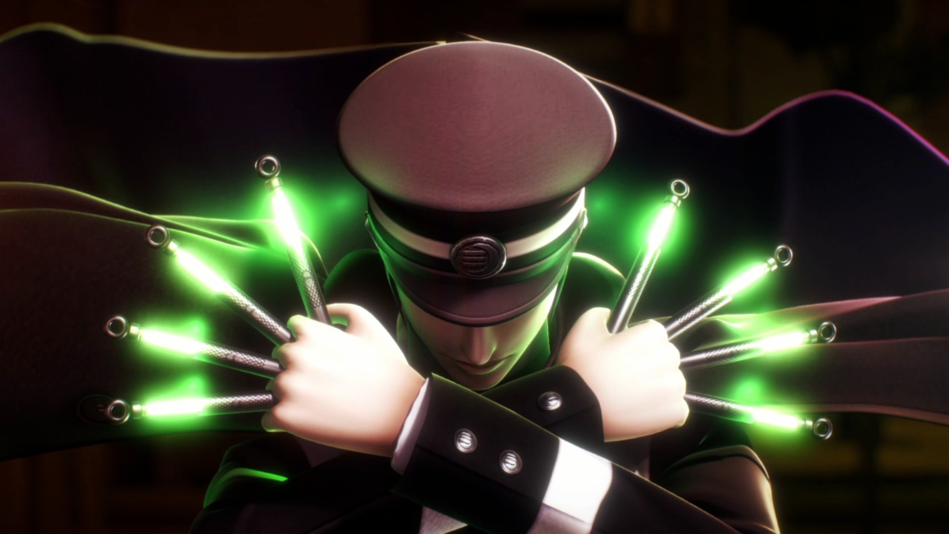In-game cinematic of Raidou Kuzuhona XIV about to summon demons in RAIDOU Remastered