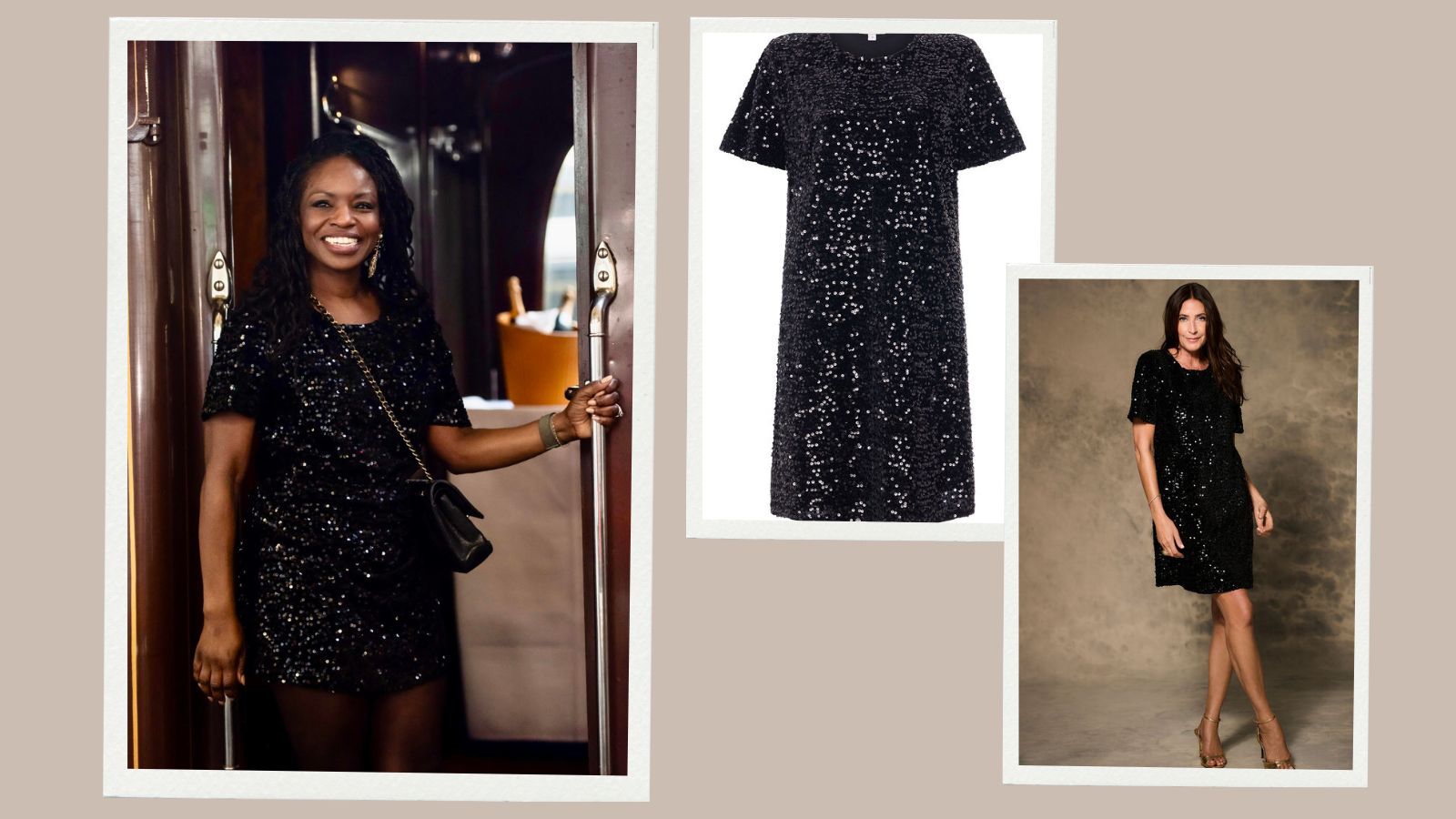black sequin dress