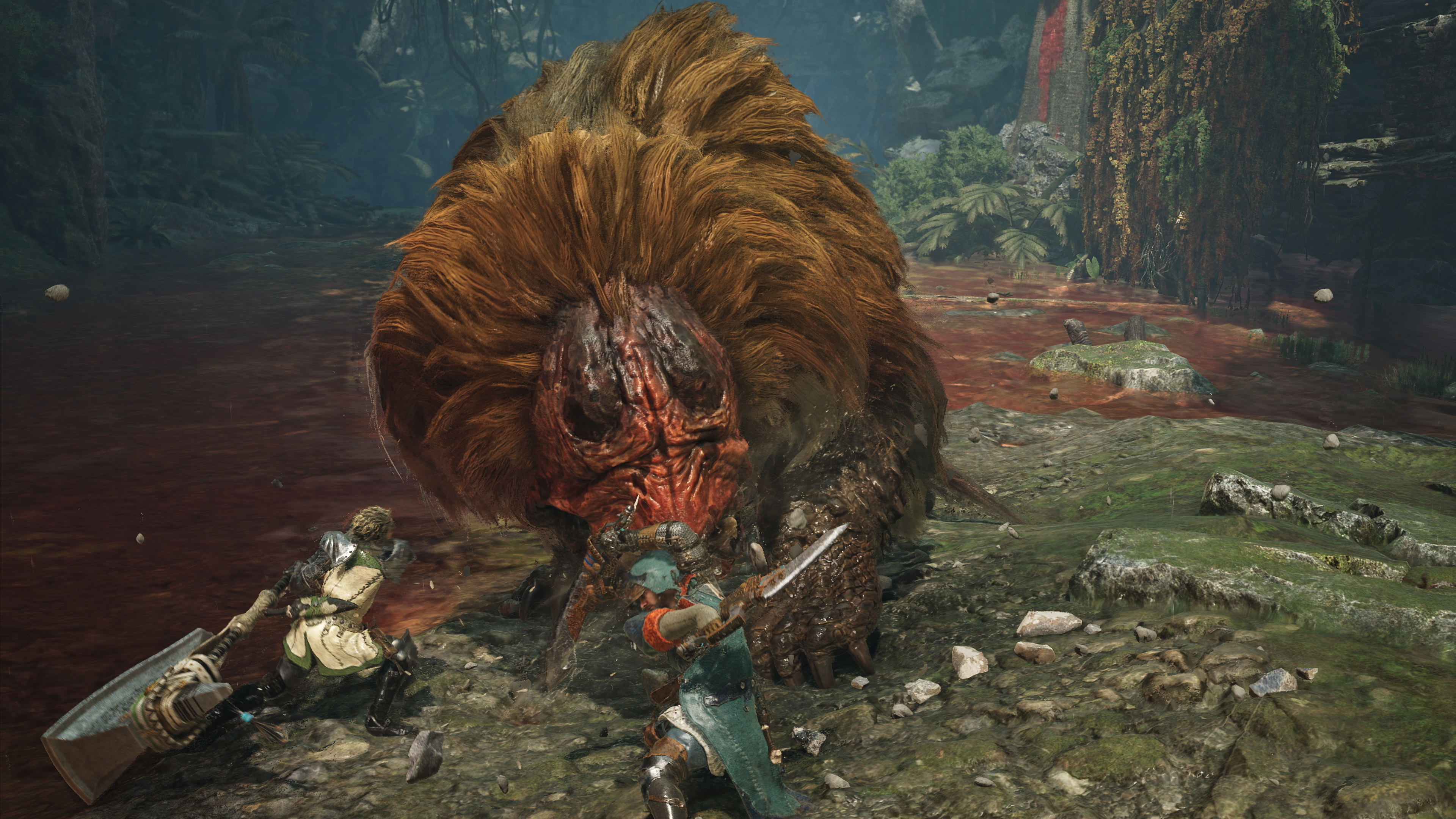 A screenshot of a Doshaguma in Monster Hunter Wilds