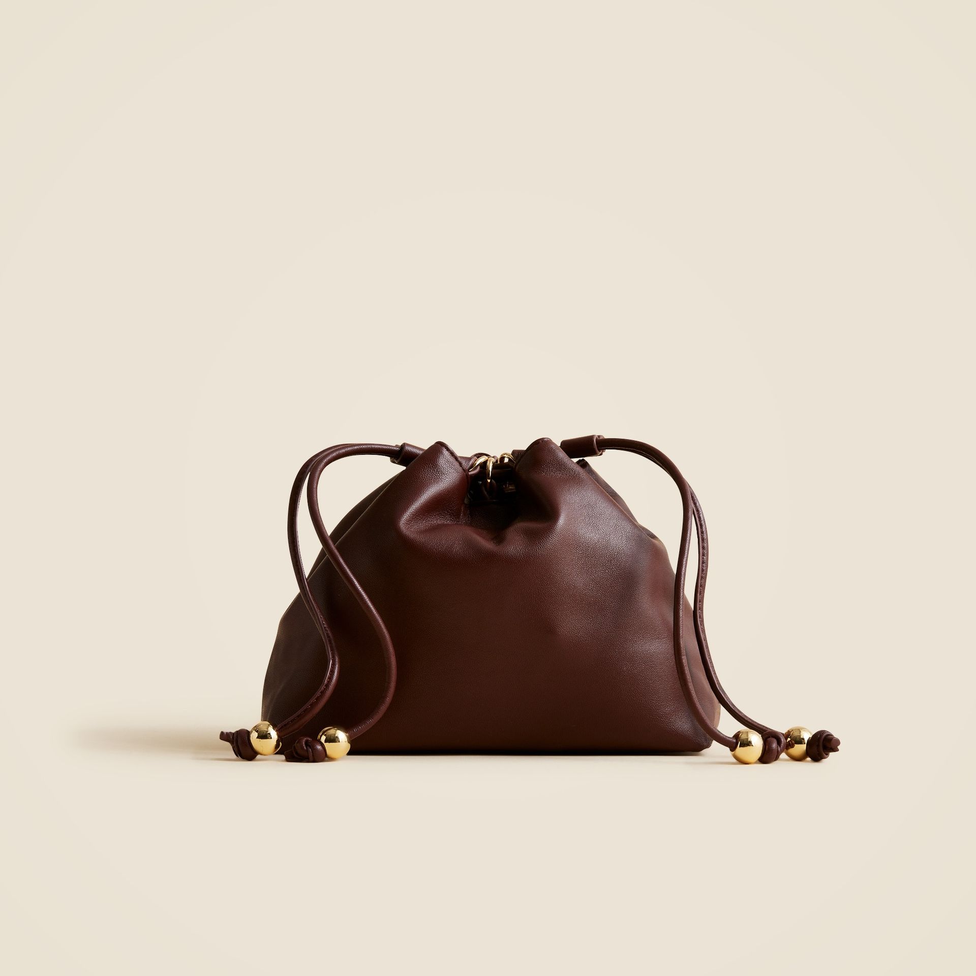 Drawstring Pouch Bag in Leather