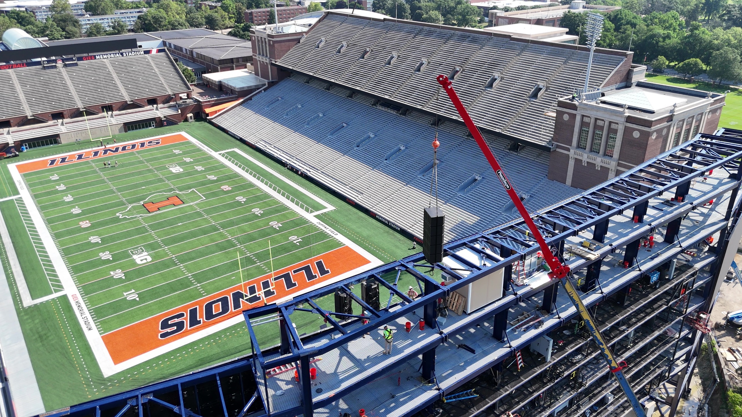 University of Illinois&amp;rsquo; Gies Memorial Stadium ready for college football game day.