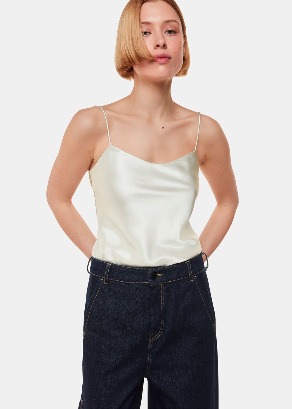 Silver silk CAMI top