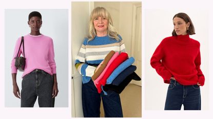 Models wearing a selection of cashmere jumpers