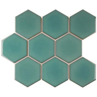 Nine green honeycomb tiles