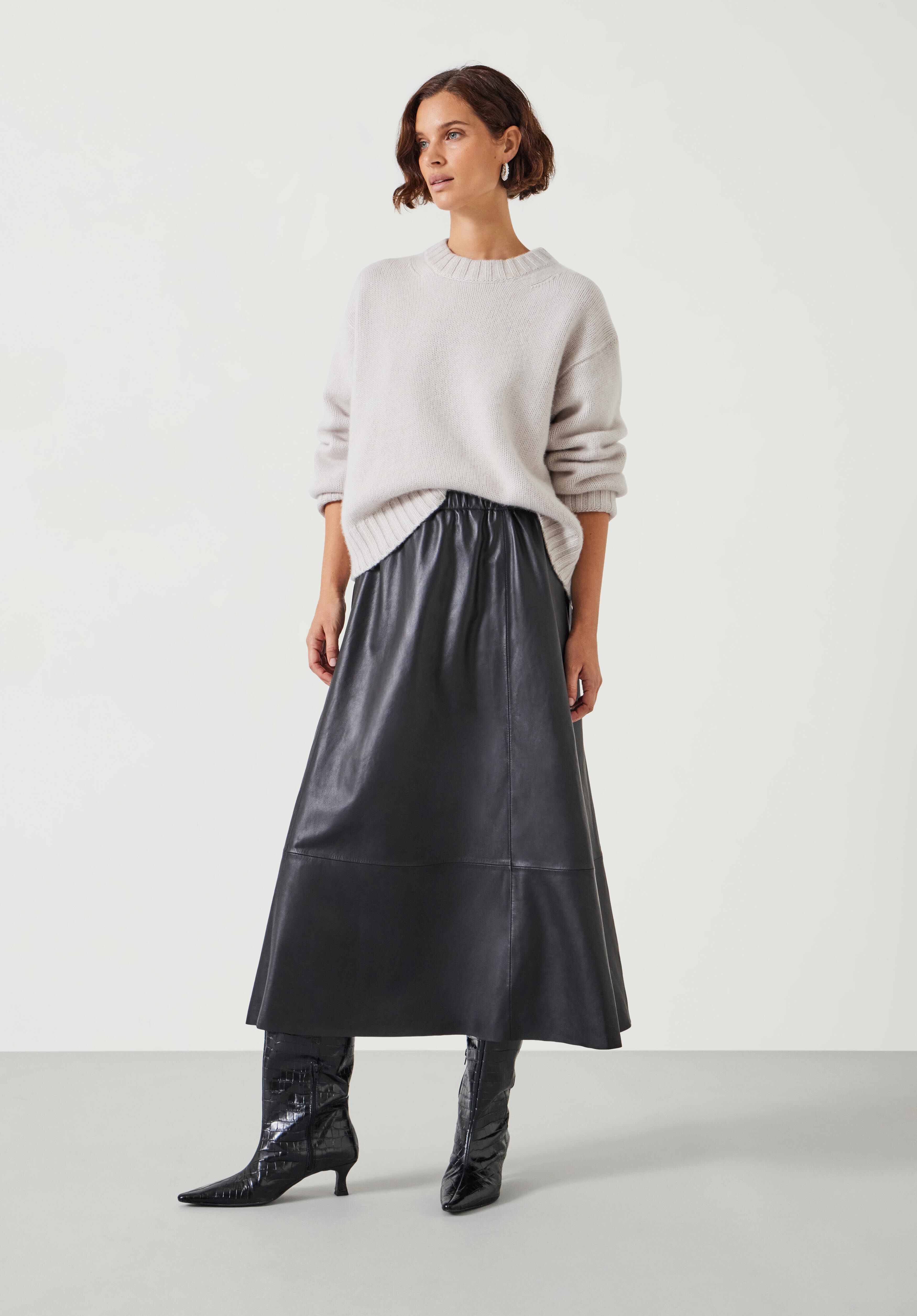 Agatha Leather Midi Skirt