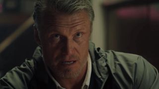Dolph Lundgren as Ivan Drago speaking with Rocky Balboa in Creed II