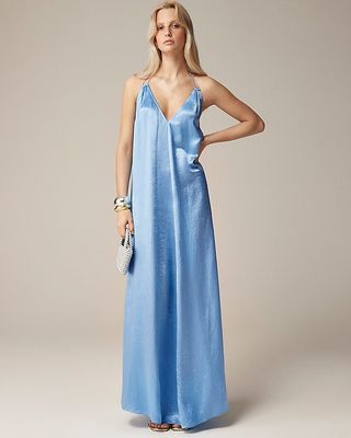 Anna October© X J.crew Halter Slip Dress in Textured Satin