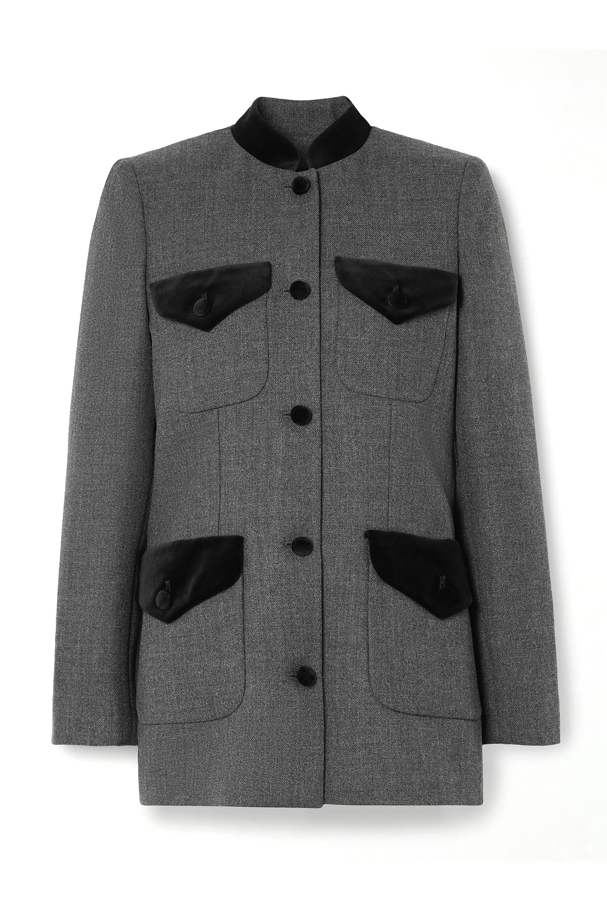 + Net Sustain Raja Velvet-Trimmed Wool-Tweed Blazer