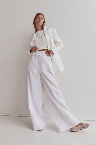 Laiken White Wide Leg Linen Pant