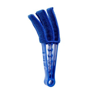 A blue blind cleaner with three handles