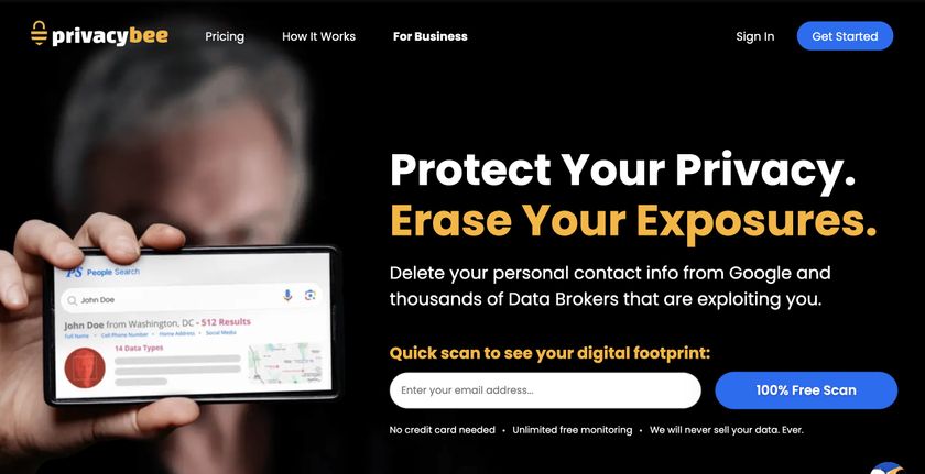 Privacy Bee homepage 2026
