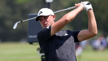 Ludvig Aberg takes a shot during the Tour Championship