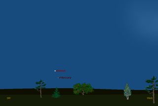 This sky map depicts the location of planets Venus and Mercury just after sunset in Oct. 24, 2011 as viewed from mid-northern latitudes. Venus will steadily rise higher in the sky as the northern autumn season progresses. 