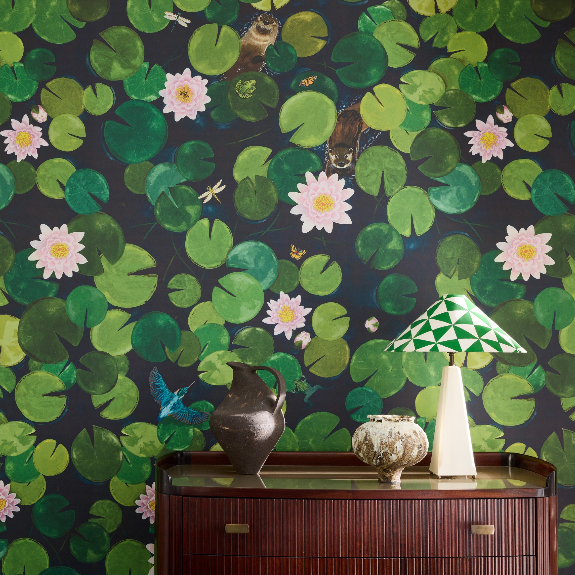 The Lily Pads Hopper wallpaper by Little Greene
