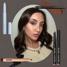 Alyssa Brascia wearing an eye shadow stick.