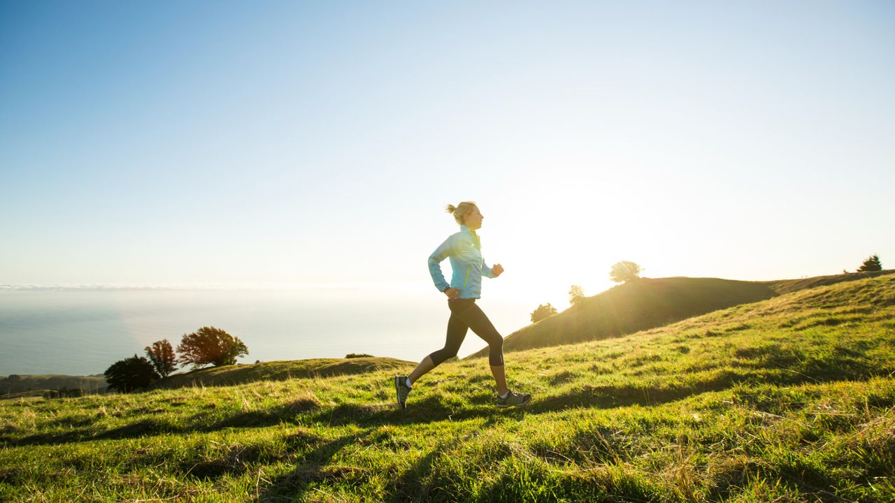 A woman running 