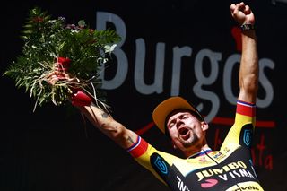 Primož Roglič on the podium of the Vuelta a Burgos